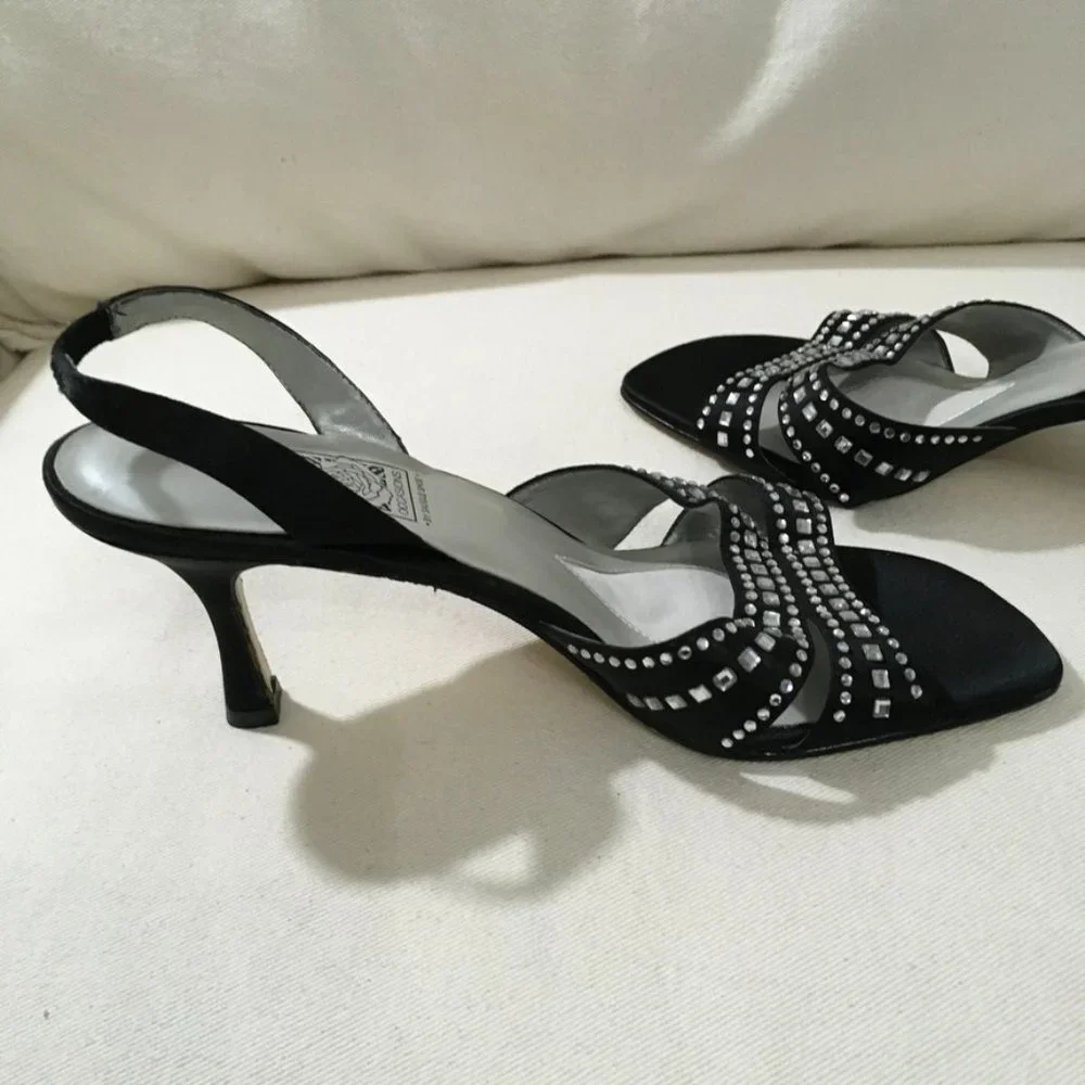 Special Occasion Sling Back Heels With Rhinestones